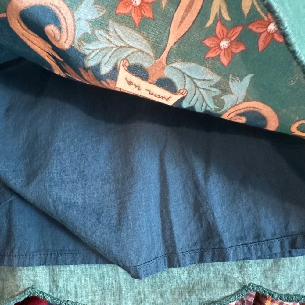 Farm Rio Cutout Blouse M Teal Blue Cutout Boho Peasant Anthropologie Romantic